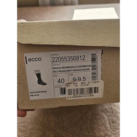 NWB ECCO Women's Shiver Wedge Boots, High Cut Zip, Navajo Brown, Sz. 9-9.5 - Picture 13 of 13
